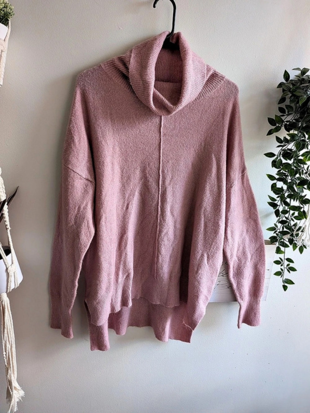 Lily Morgan Cowl Neck Sweater in Pink Size Large